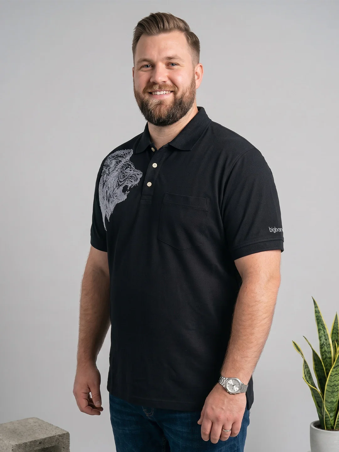 Men Plus Size Savra Black Printed Polo - Image 2