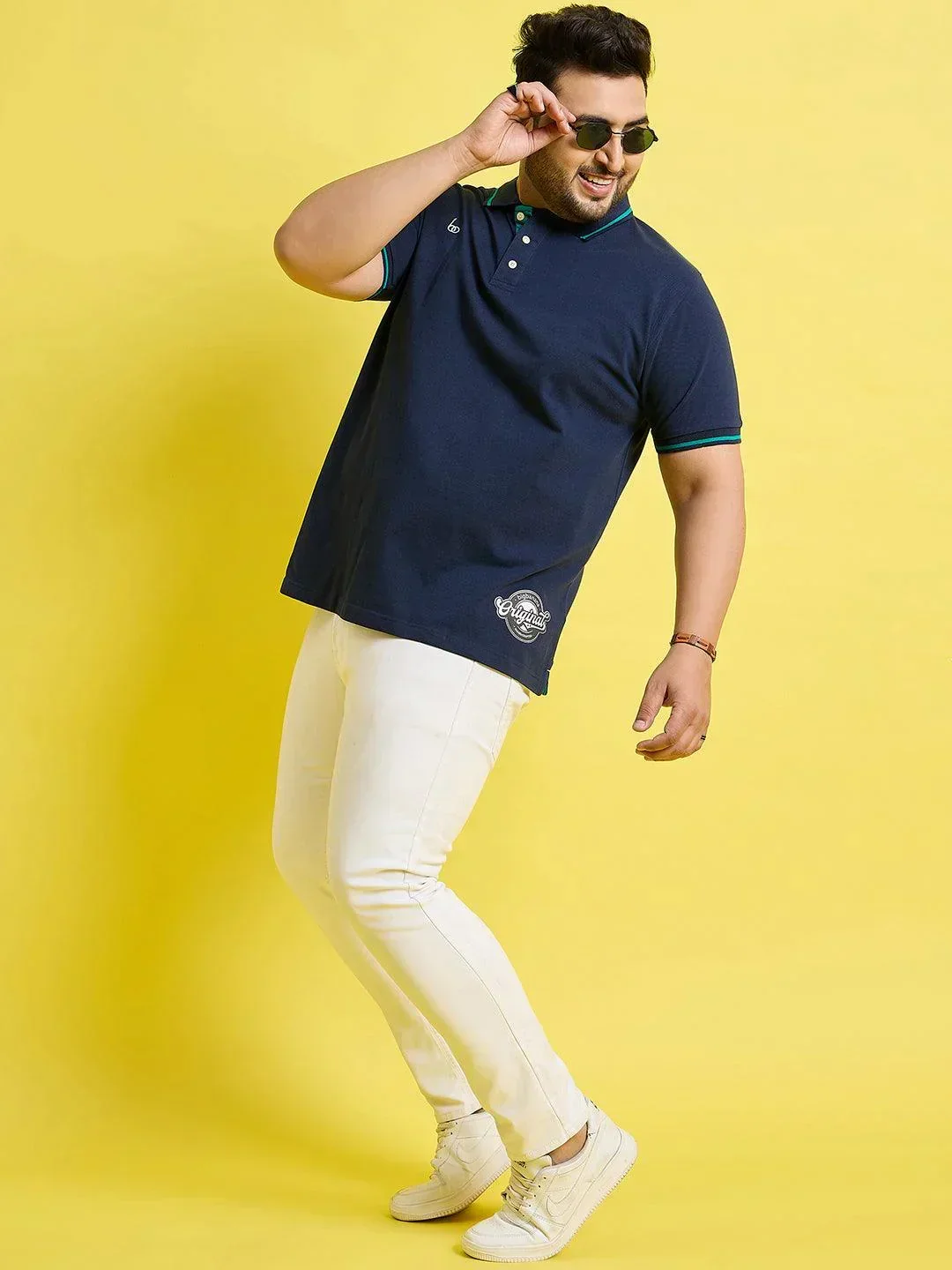 Men Plus Size Scale Solid Polo Tshirt - Image 3