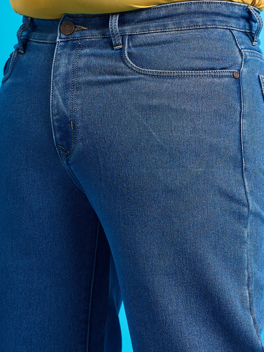 Men Plus Size Scroll-Indigo Blue Solid Jeans - Image 6