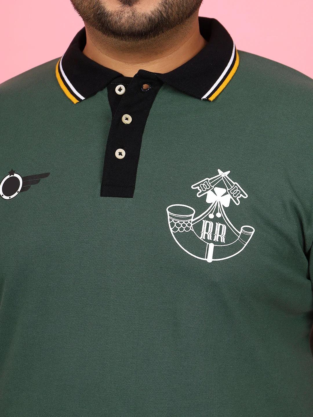 Men Plus Size Sculpted Solid Green Polo Tshirt - Image 7