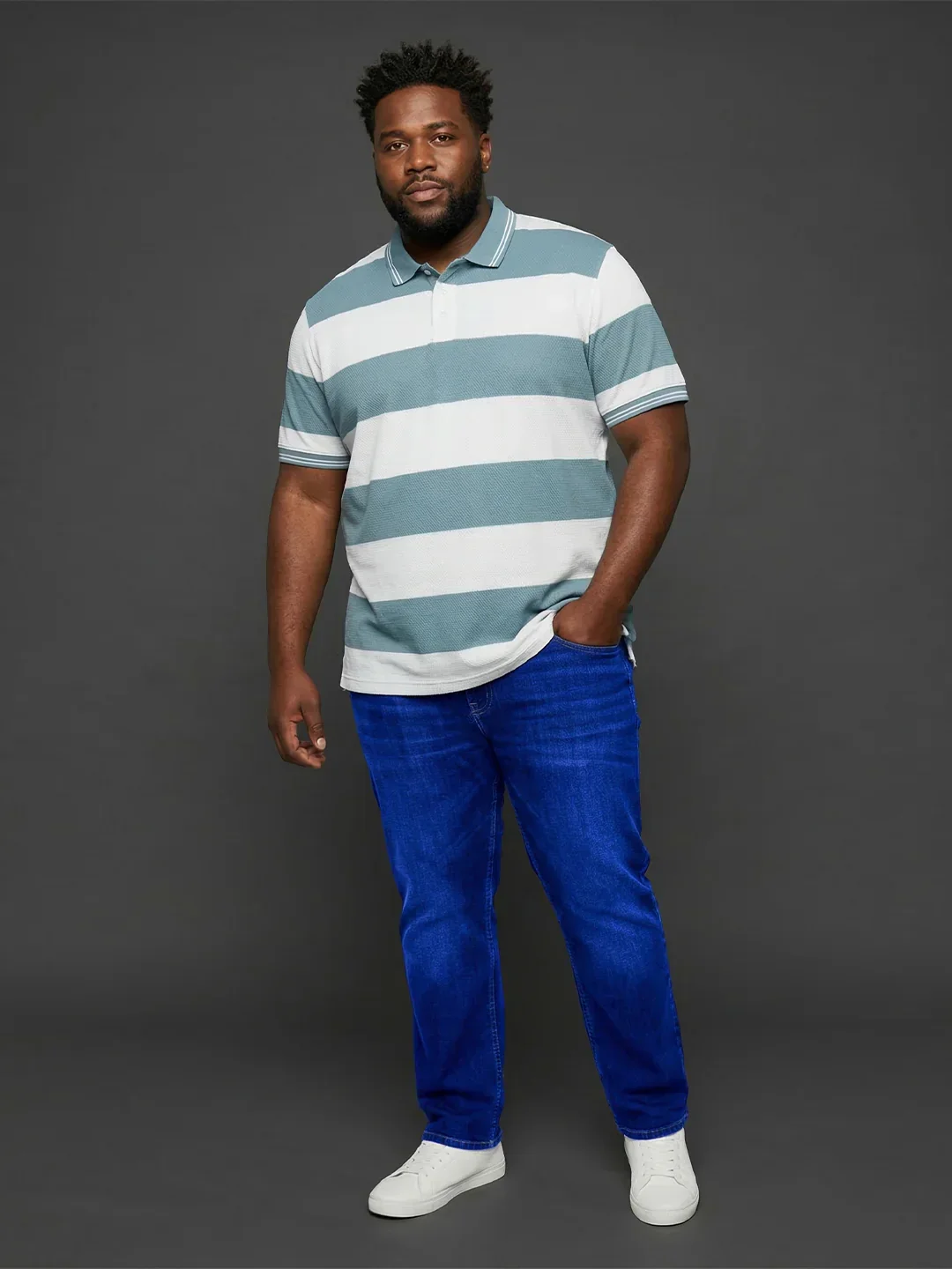 Men Plus Size Seabreeze Multicolor Textured Polo Tshirt - Image 8