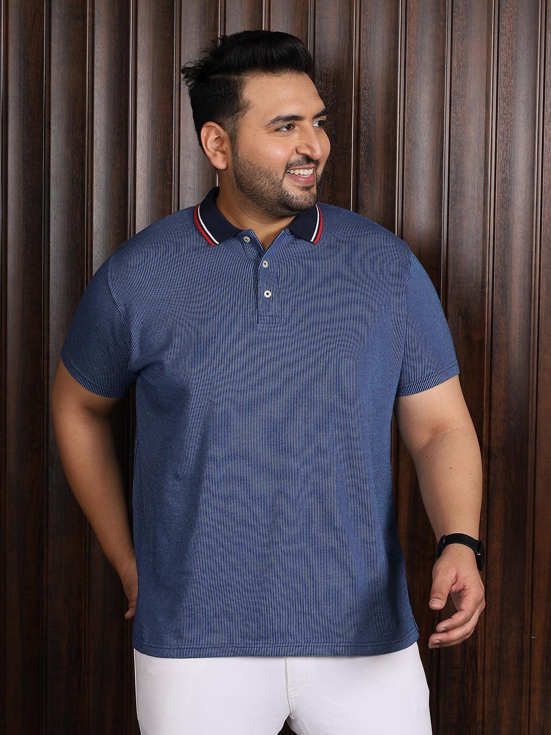 Men Plus Size Seoul Jacquard Polo Tshirt