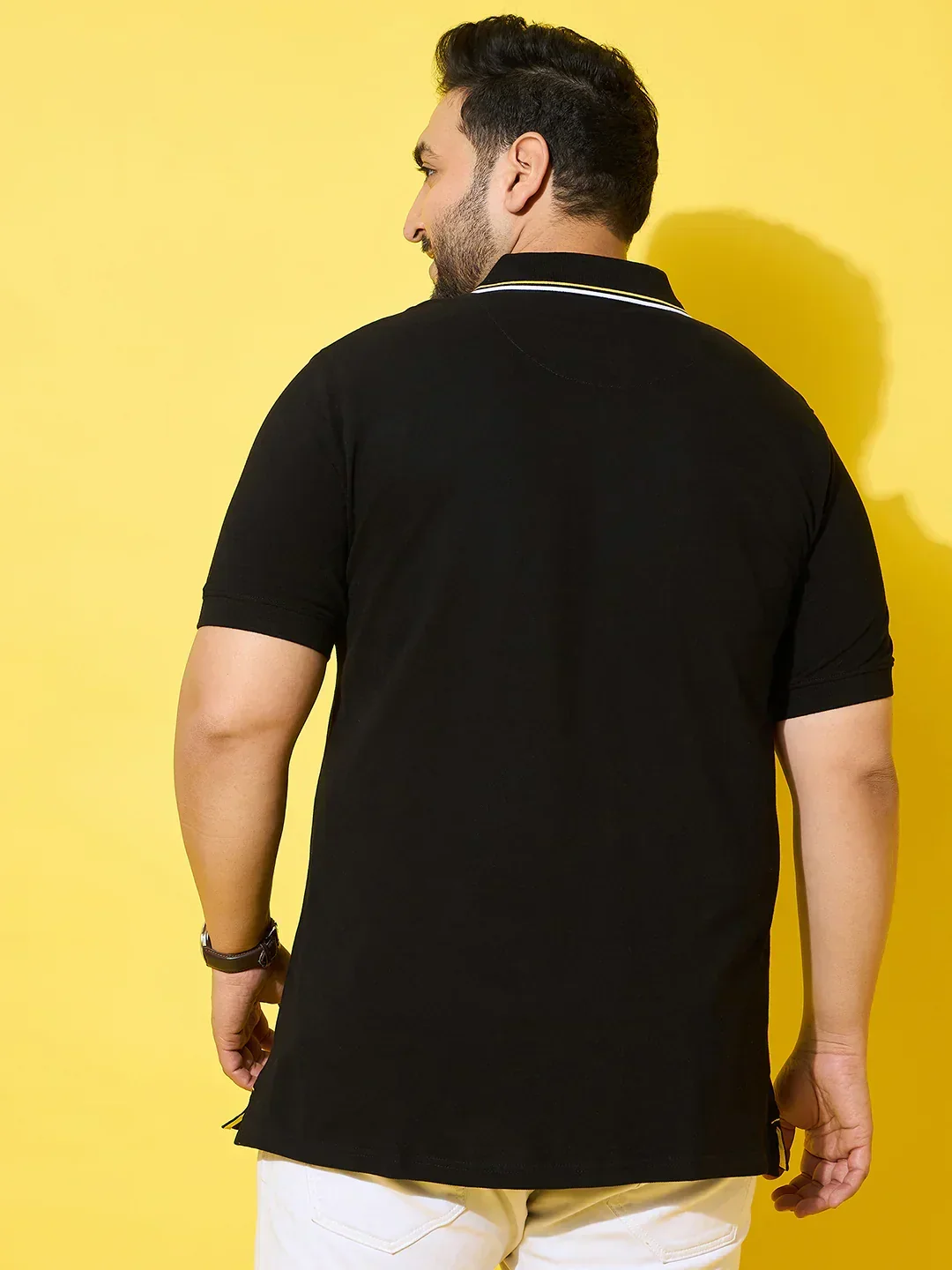 Men Plus Size Shard Black Printed Polo Tshirt - Image 8