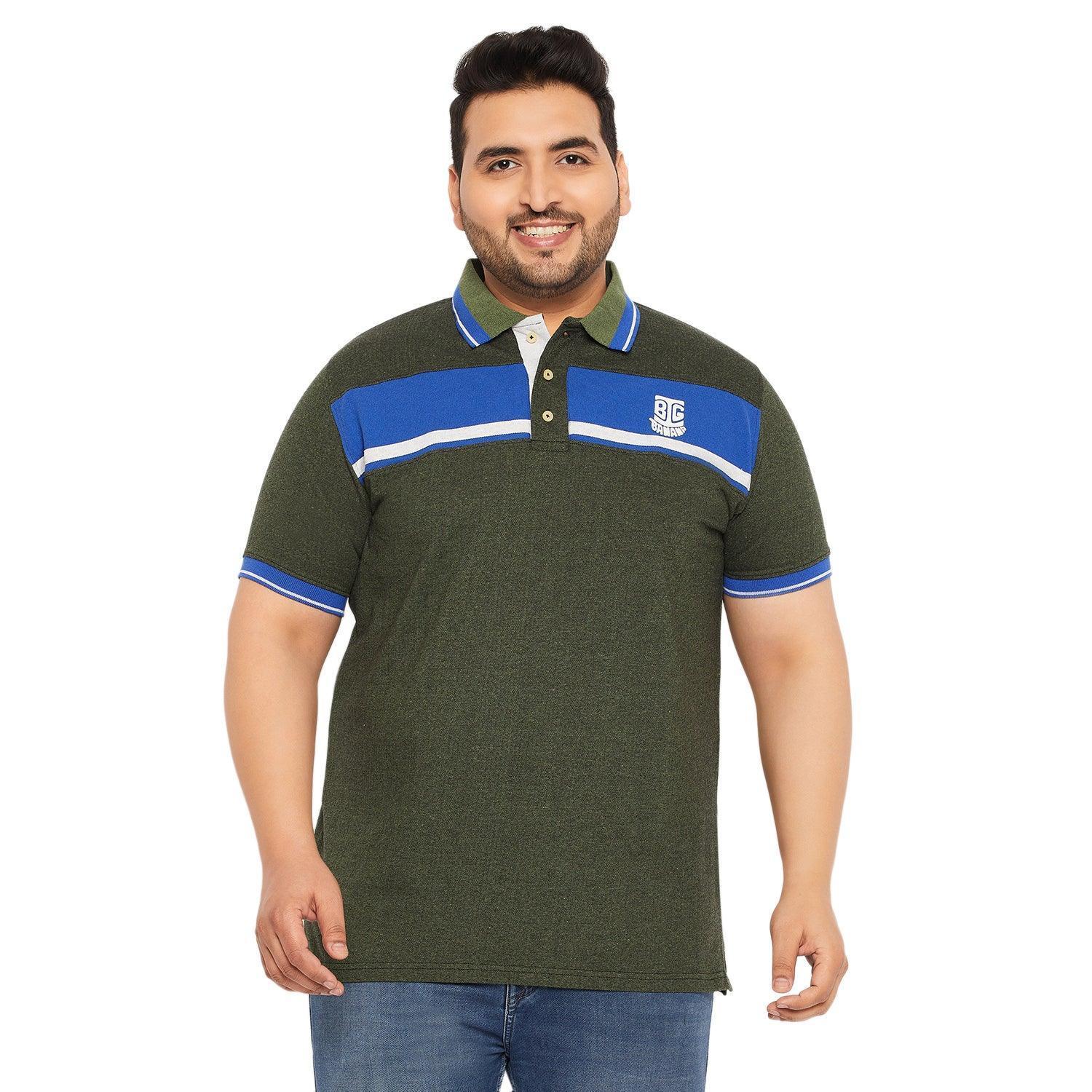 Men Plus Size Sharico Colorblock Polo Tshirt