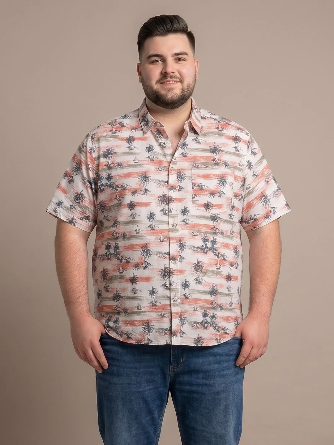 Men Plus Size Shore Multi Printed Shirts