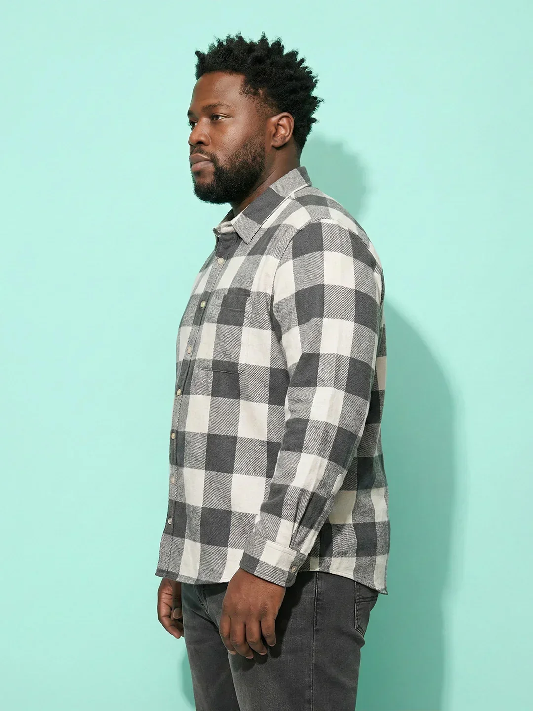 Men Plus Size Silica Multicolor Checkered Casual Shirt - Image 4