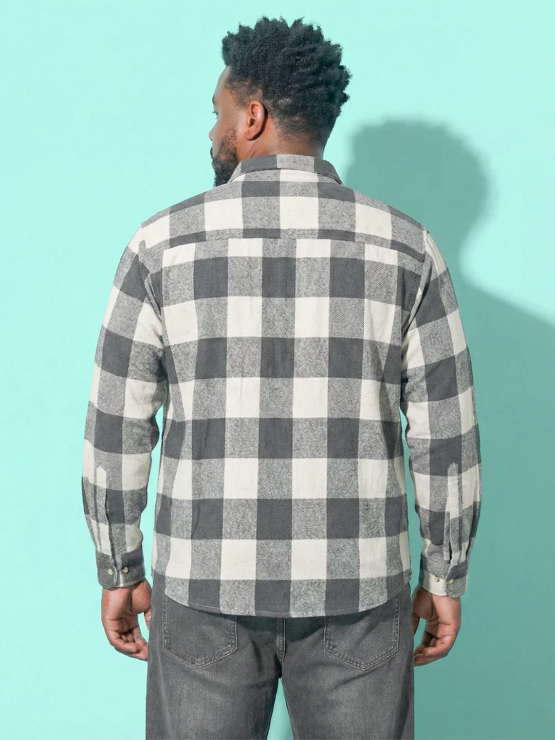 Men Plus Size Silica Multicolor Checkered Casual Shirt - Image 5