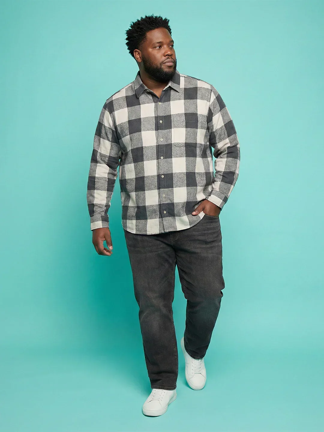 Men Plus Size Silica Multicolor Checkered Casual Shirt - Image 7