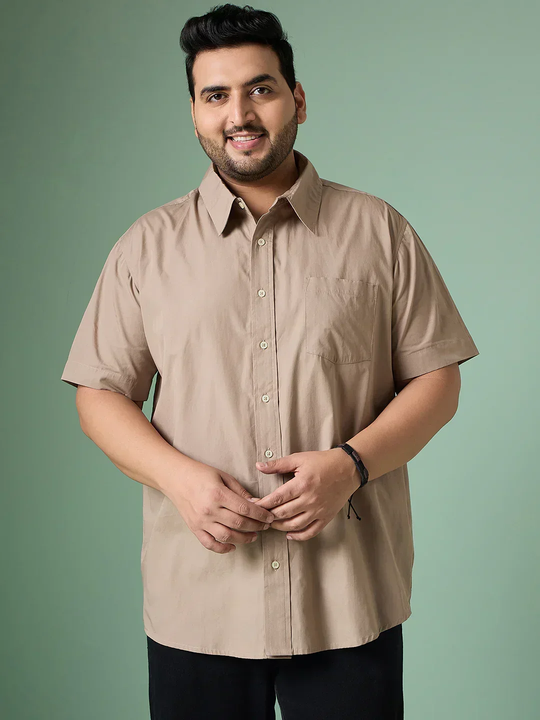 Men Plus Size Silque Solid Shirt - Image 3
