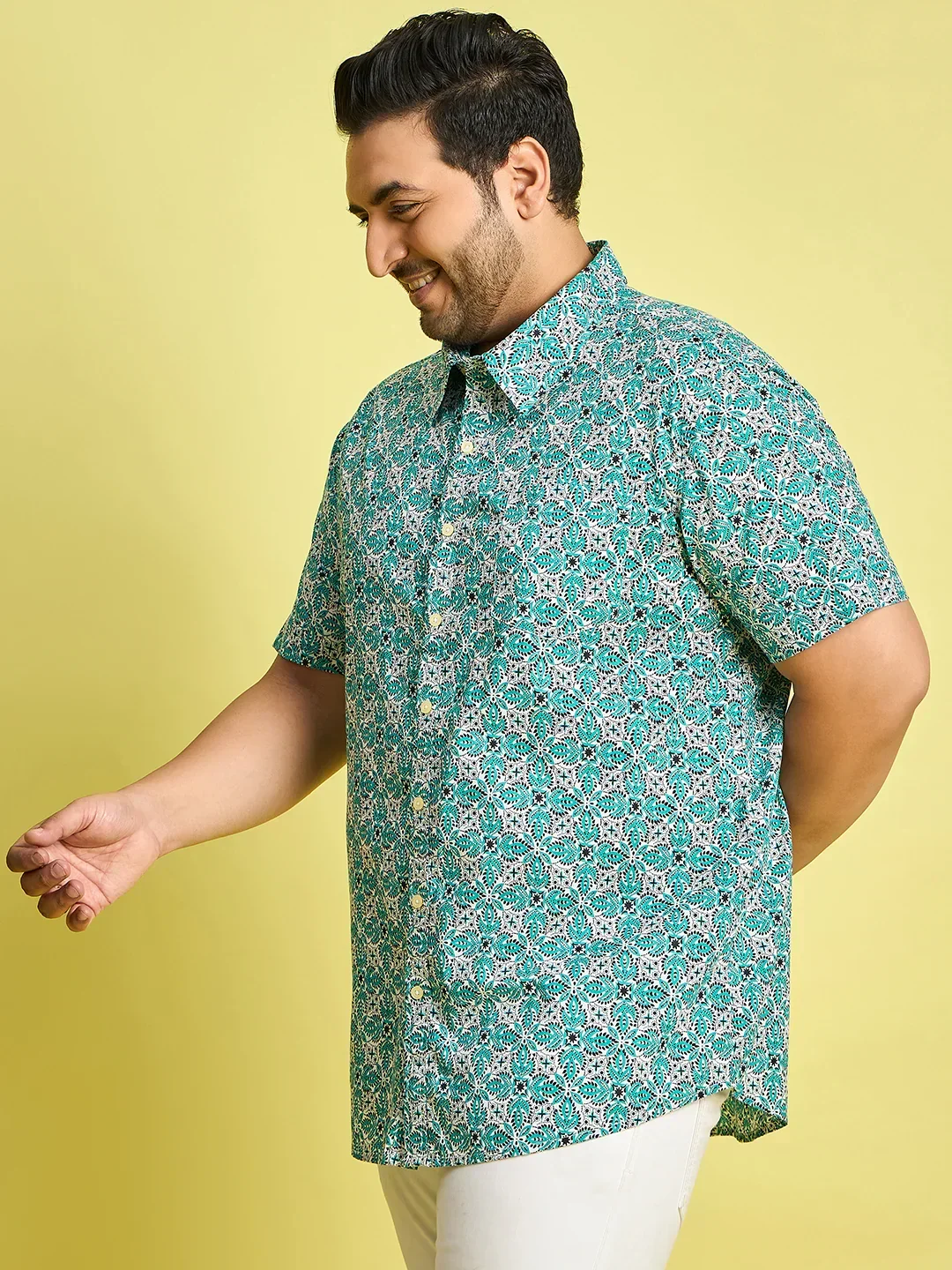 Men Plus Size Simon Floral Print Multi color shirt - Image 3