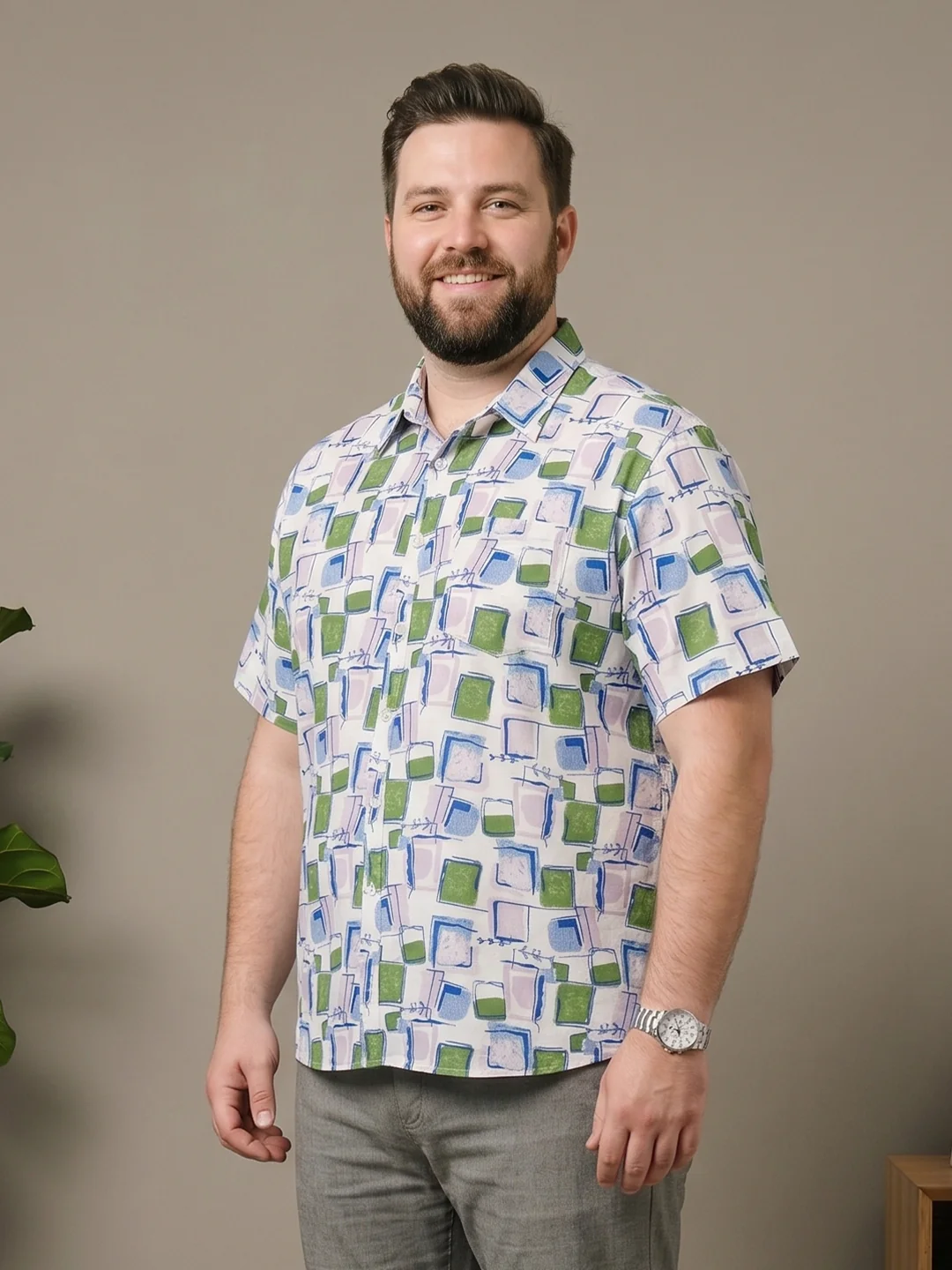 Men Plus Size Sketchgrid Multi Printed Shirts - Image 2