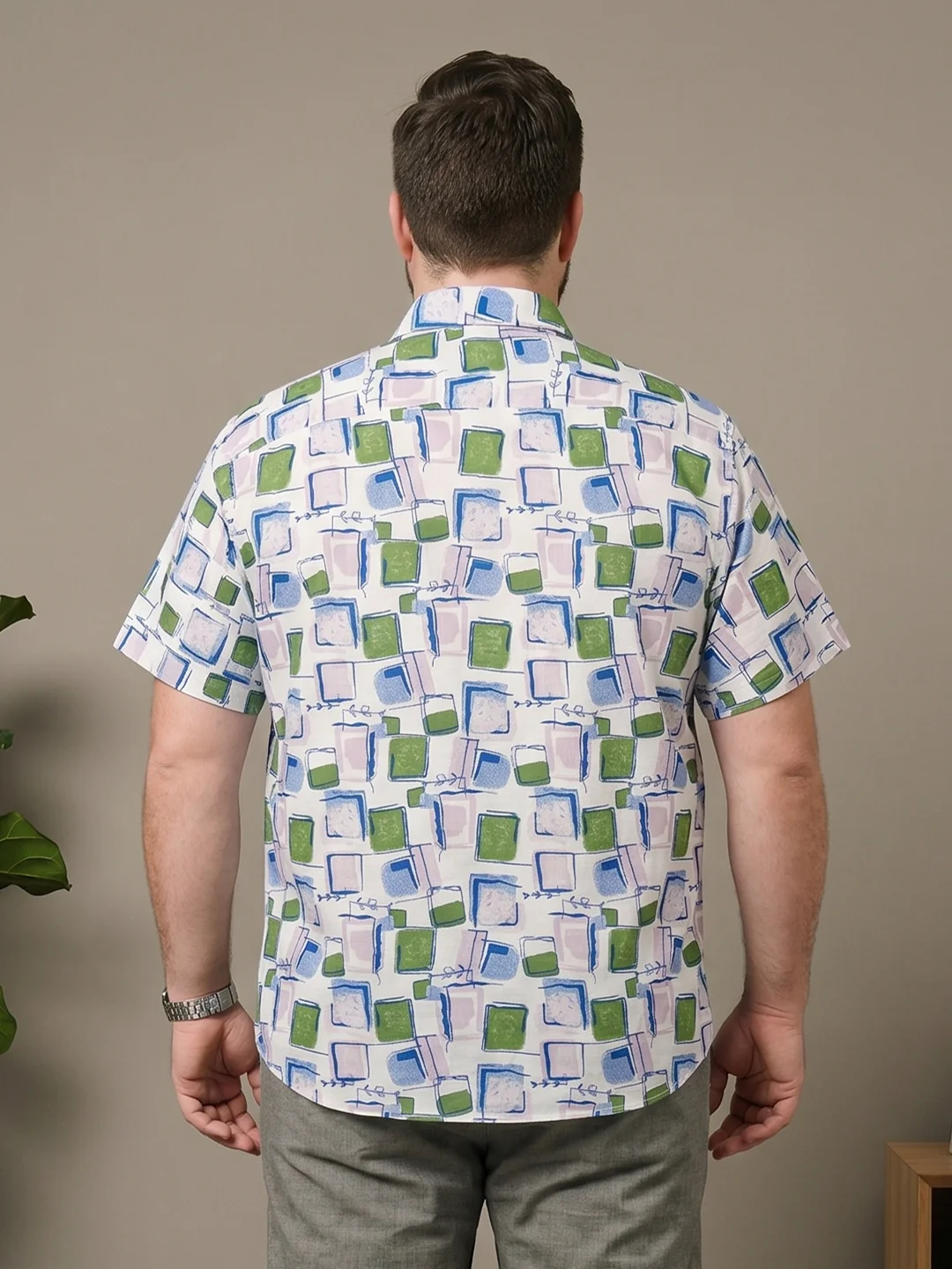 Men Plus Size Sketchgrid Multi Printed Shirts - Image 3