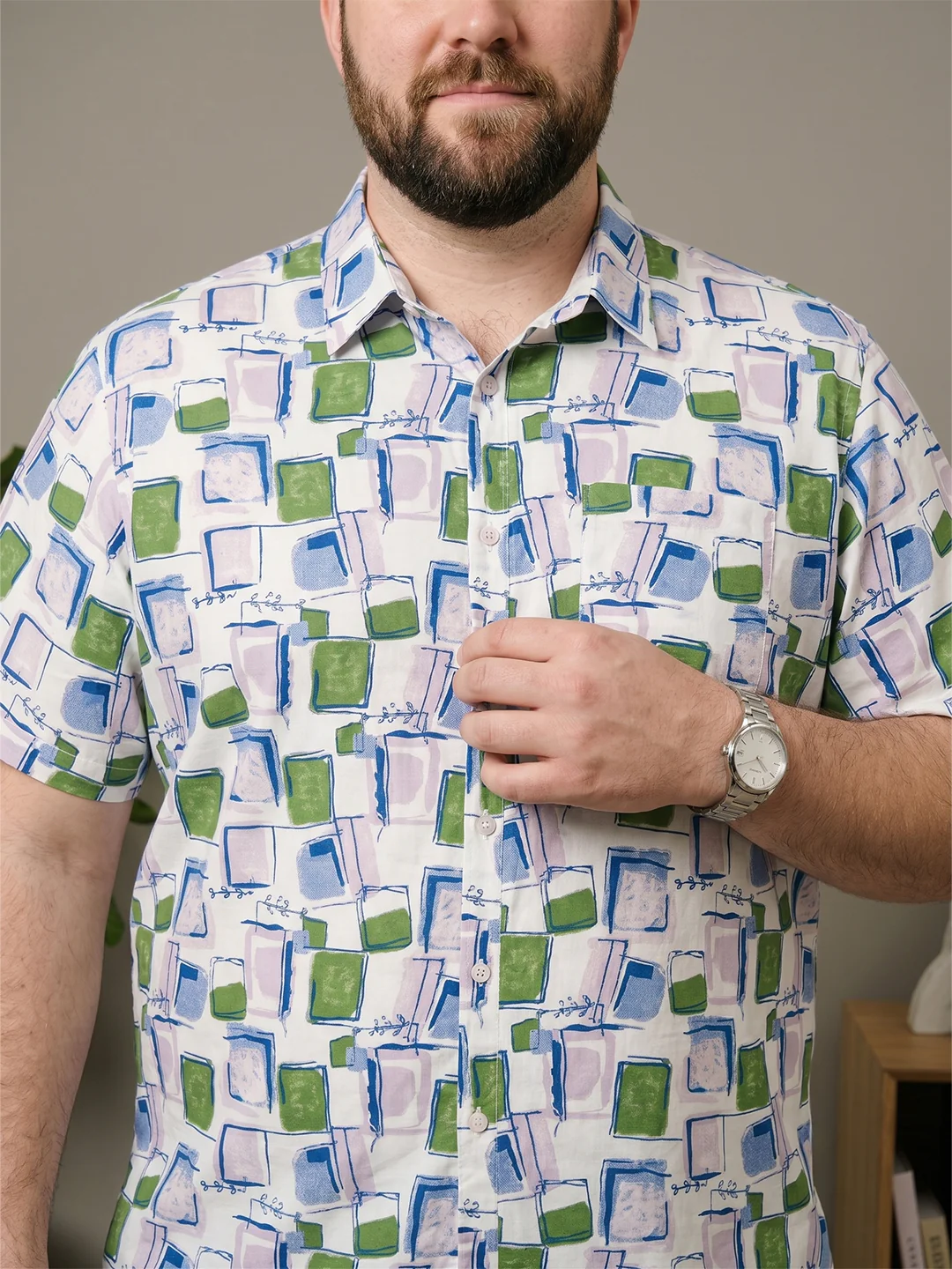 Men Plus Size Sketchgrid Multi Printed Shirts - Image 4