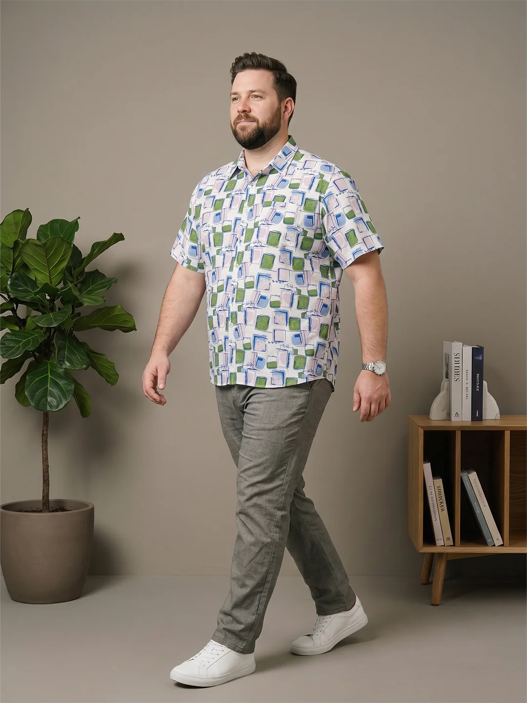 Men Plus Size Sketchgrid Multi Printed Shirts - Image 6