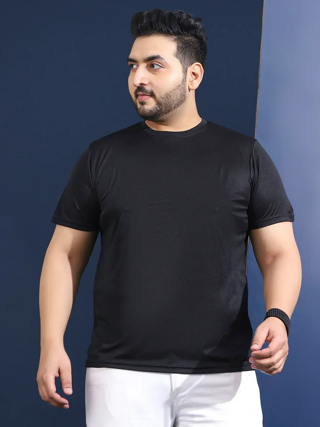Men Plus Size Slangur Printed Black Round Neck Tshirt - Image 2