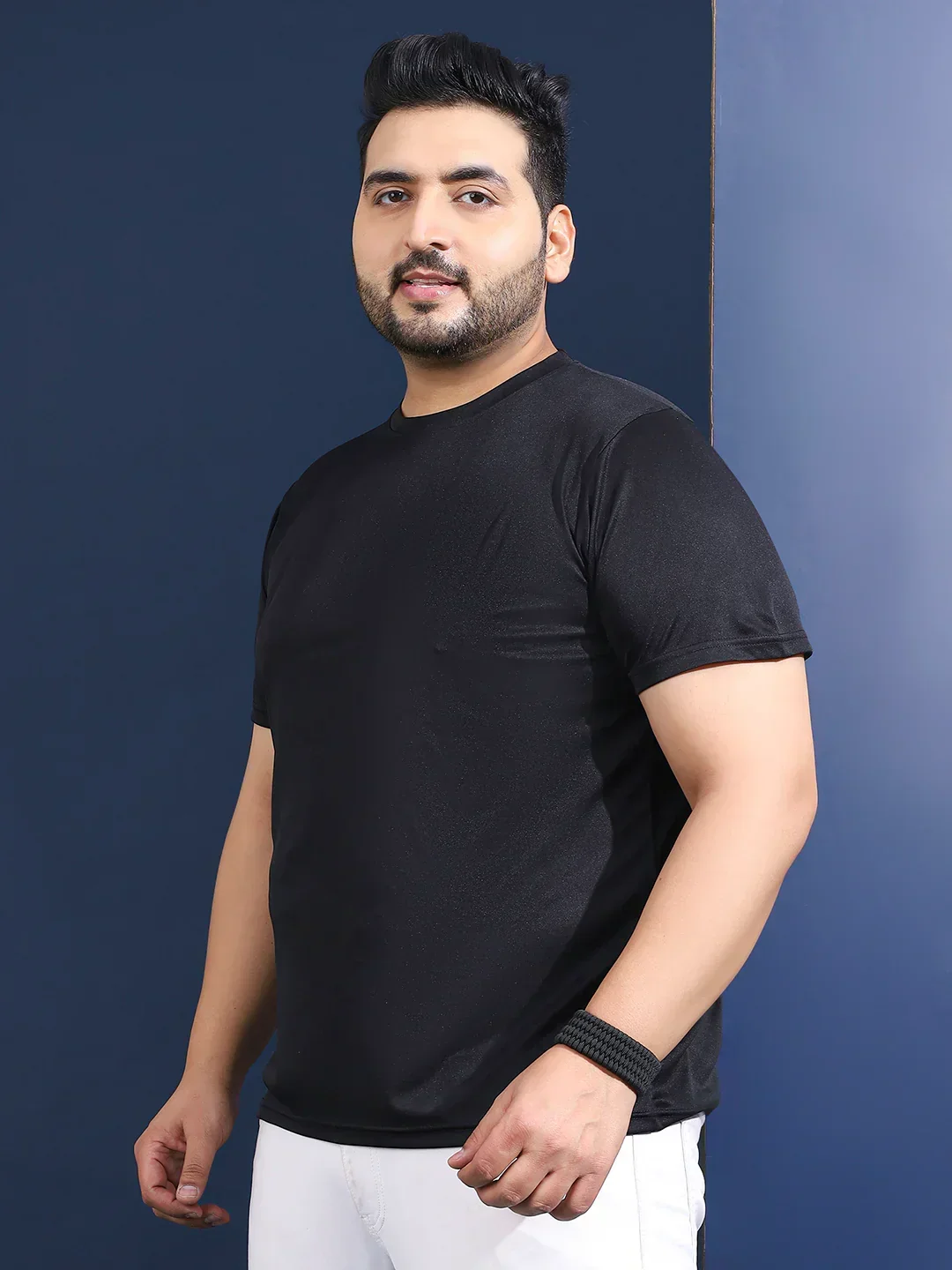 Men Plus Size Slangur Printed Black Round Neck Tshirt - Image 3