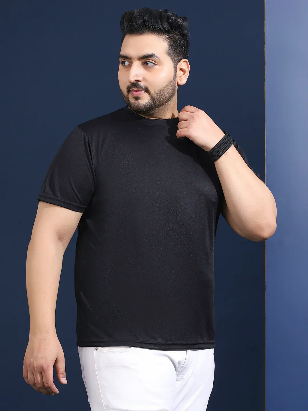 Men Plus Size Slangur Printed Black Round Neck Tshirt - Image 4