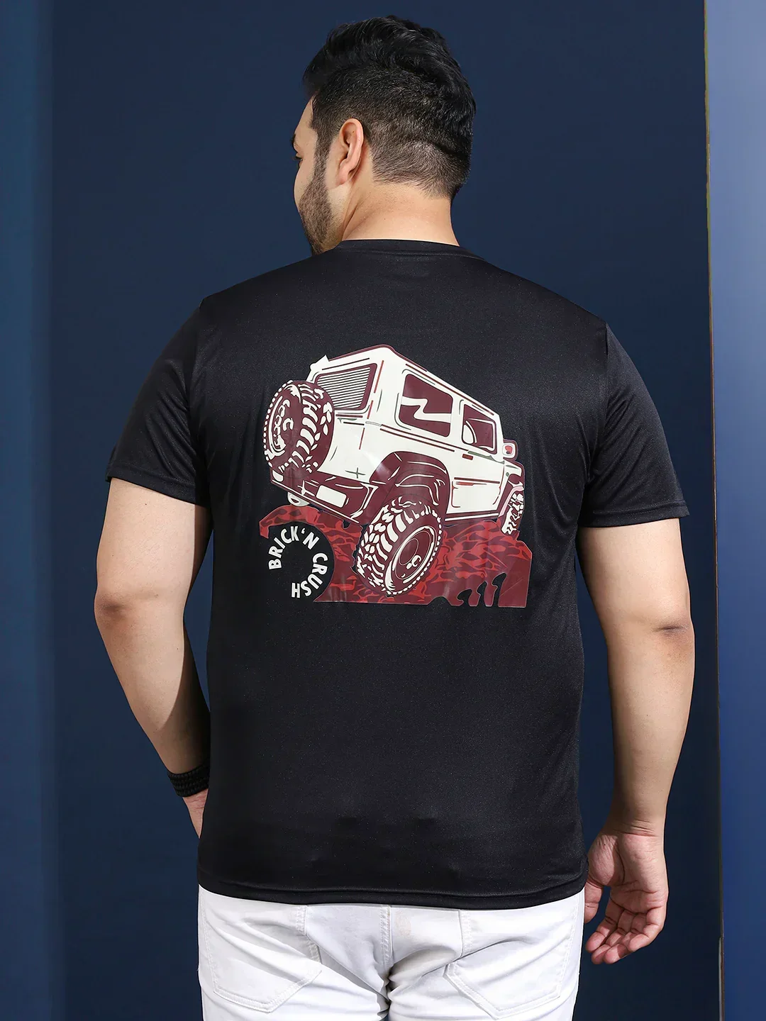 Men Plus Size Slangur Printed Black Round Neck Tshirt - Image 5