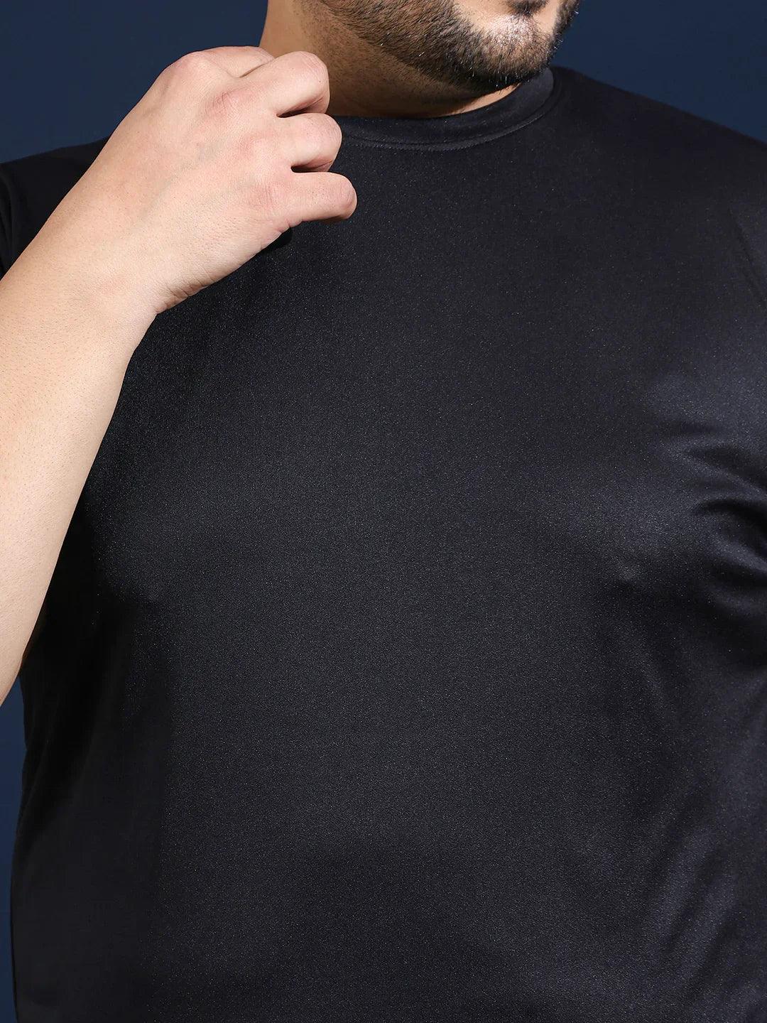 Men Plus Size Slangur Printed Black Round Neck Tshirt - Image 6