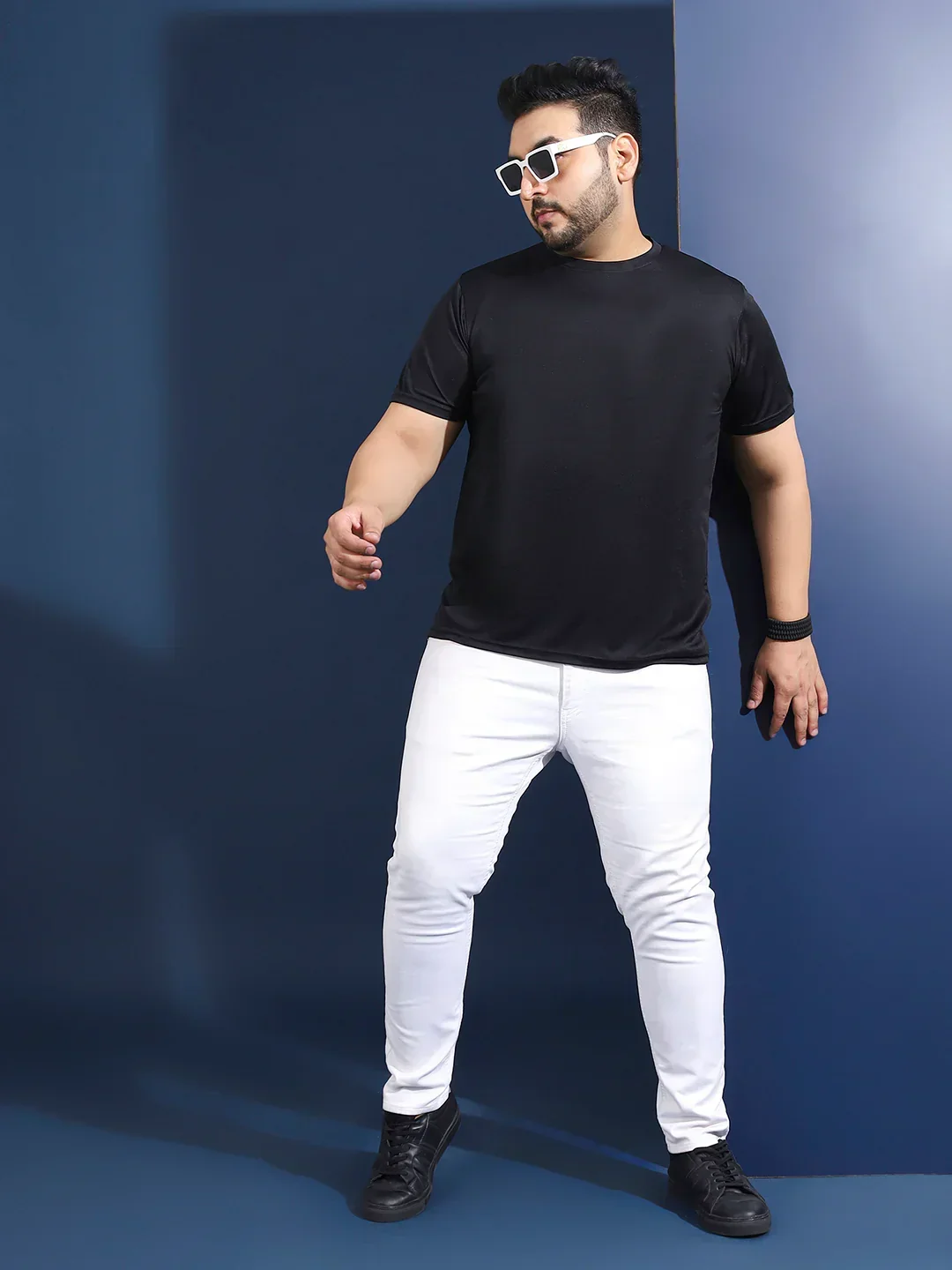 Men Plus Size Slangur Printed Black Round Neck Tshirt - Image 8