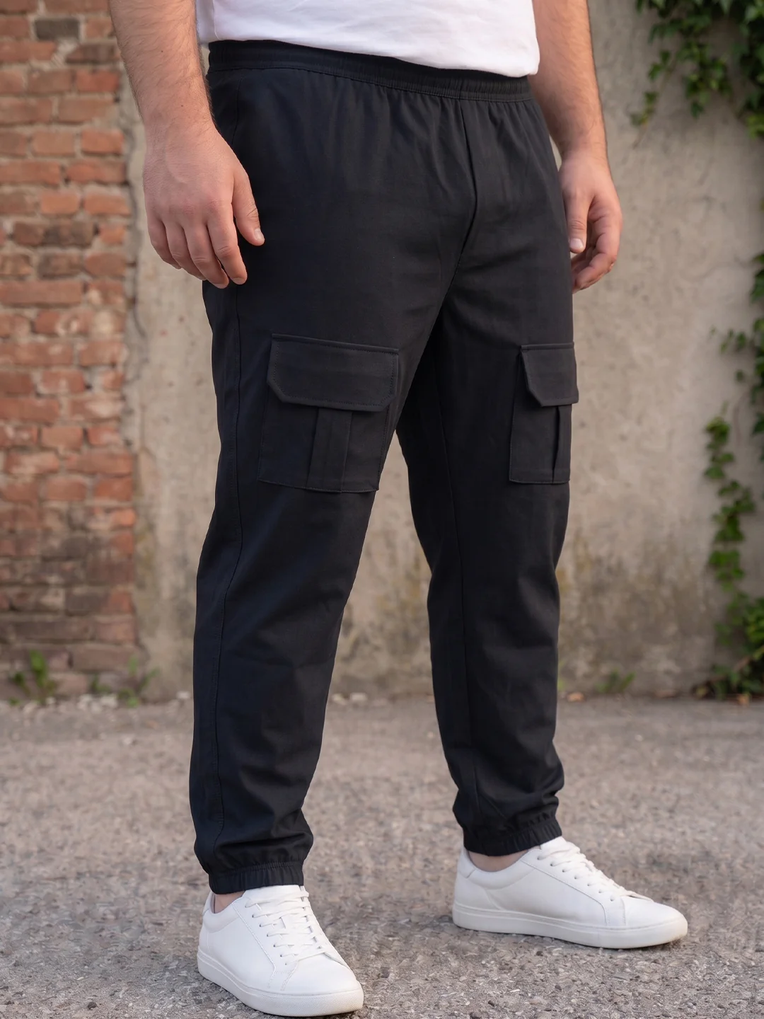 Men Plus Size Urbanstride Black Solid Trackpants - Image 6