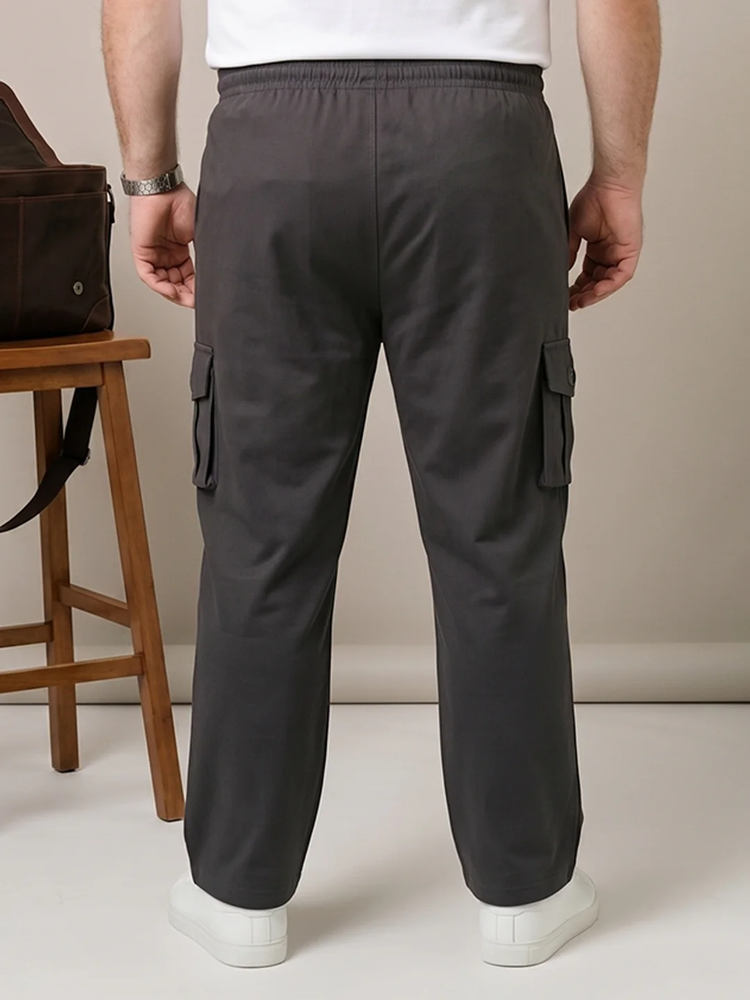 Men Plus Size Slatesmith Grey Solid Trackpant - Image 3