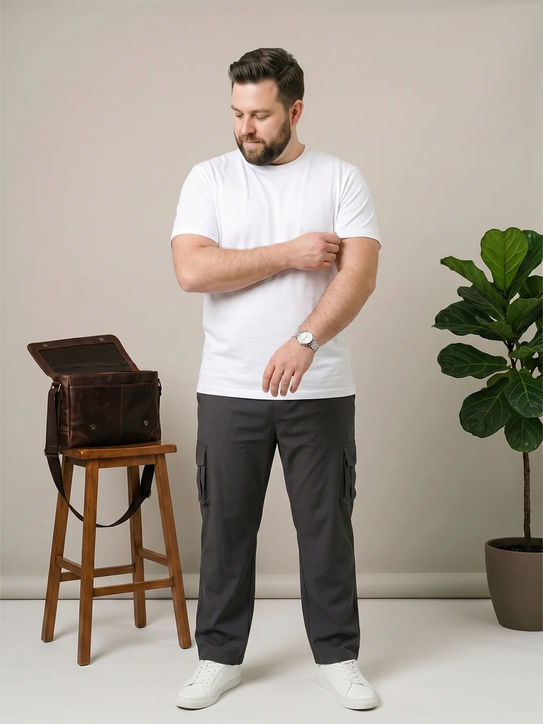 Men Plus Size Slatesmith Grey Solid Trackpant - Image 7