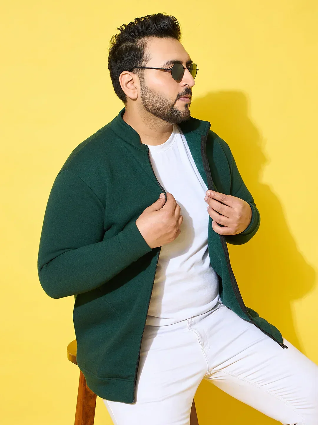 Men Plus Size Sloth Bottle Green Printed Jacket - Image 3