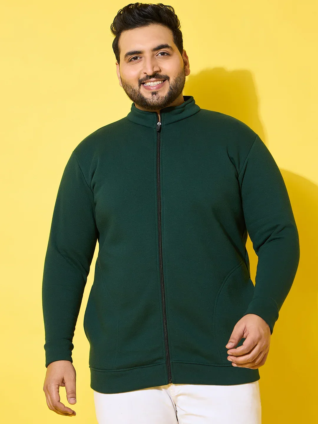 Men Plus Size Sloth Bottle Green Printed Jacket - Image 4