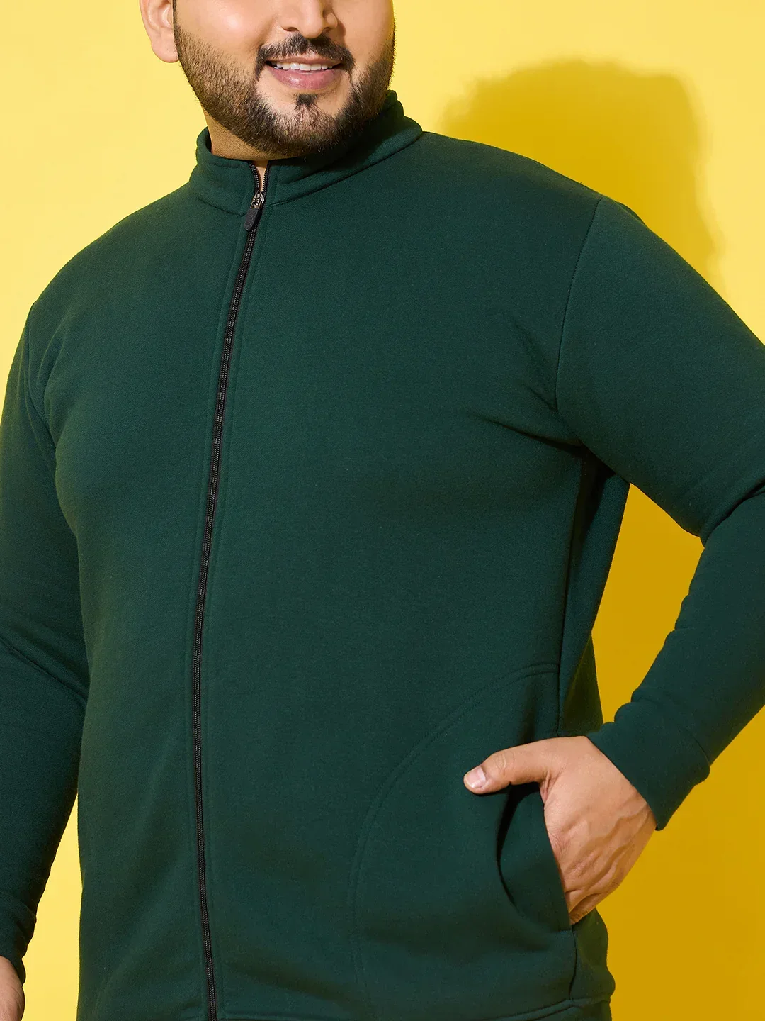 Men Plus Size Sloth Bottle Green Printed Jacket - Image 7