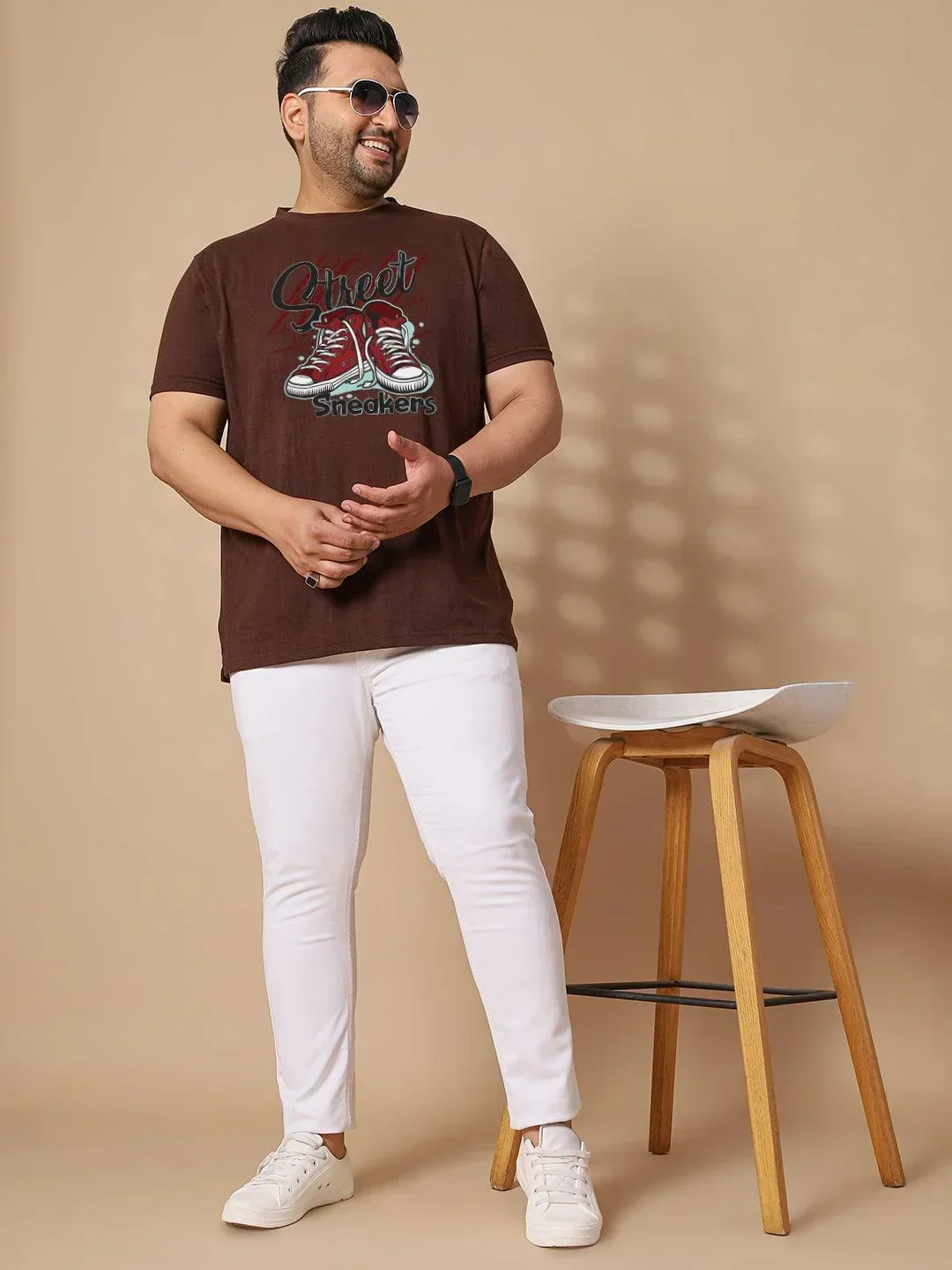 Men Plus Size Sneakers Printed Round Neck Tshirt - Image 2