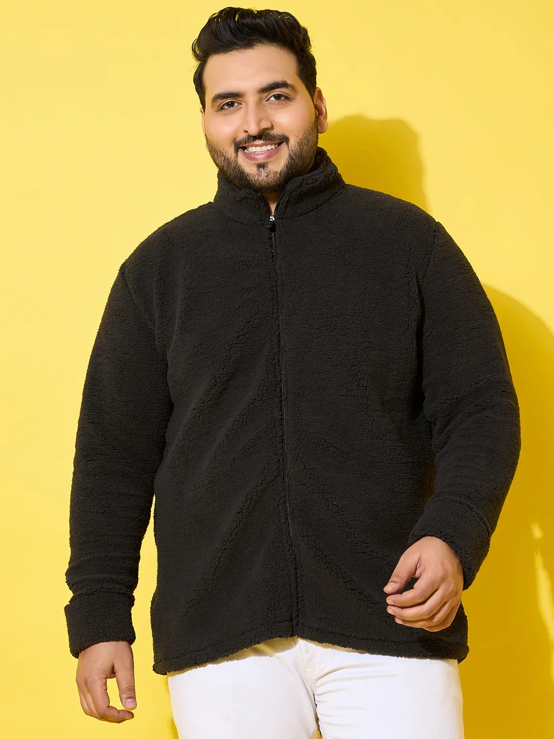 Men Plus Size Snug-Black Solid Jacket - Image 2