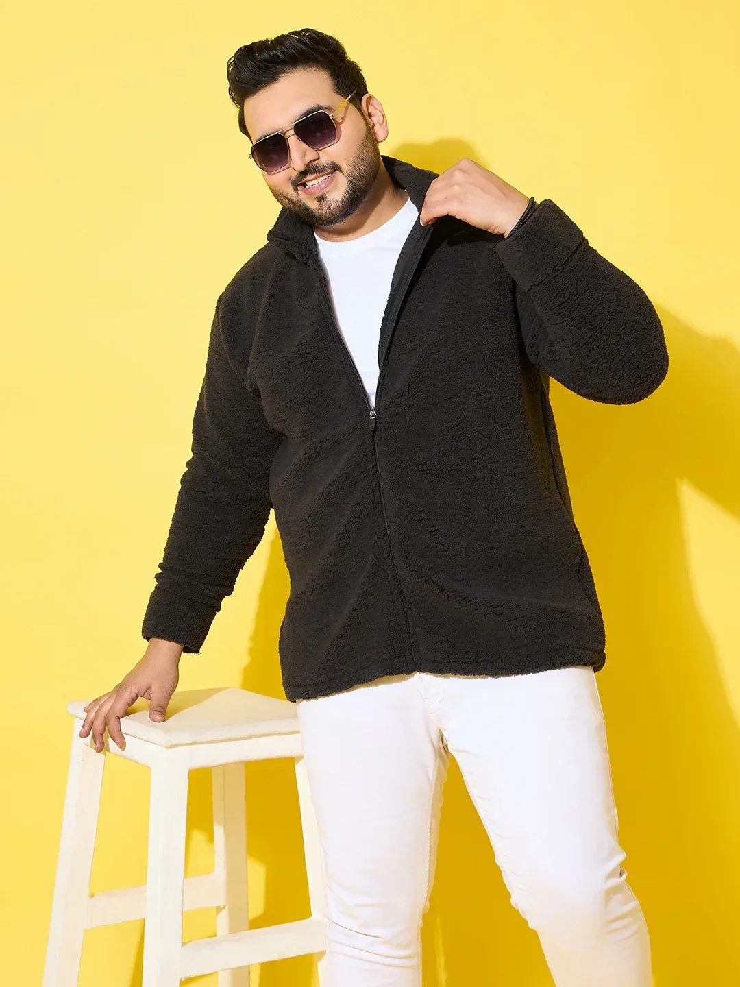 Men Plus Size Snug-Black Solid Jacket - Image 3