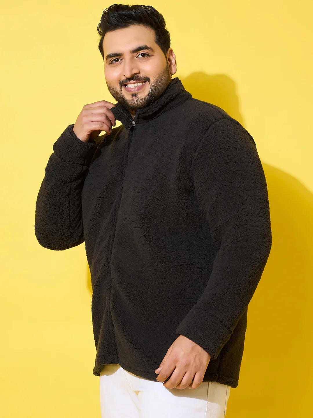 Men Plus Size Snug-Black Solid Jacket - Image 4