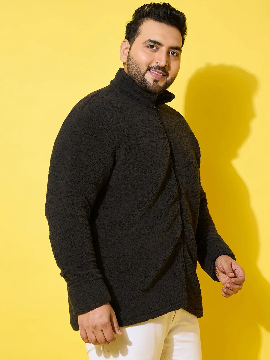 Men Plus Size Snug-Black Solid Jacket - Image 5
