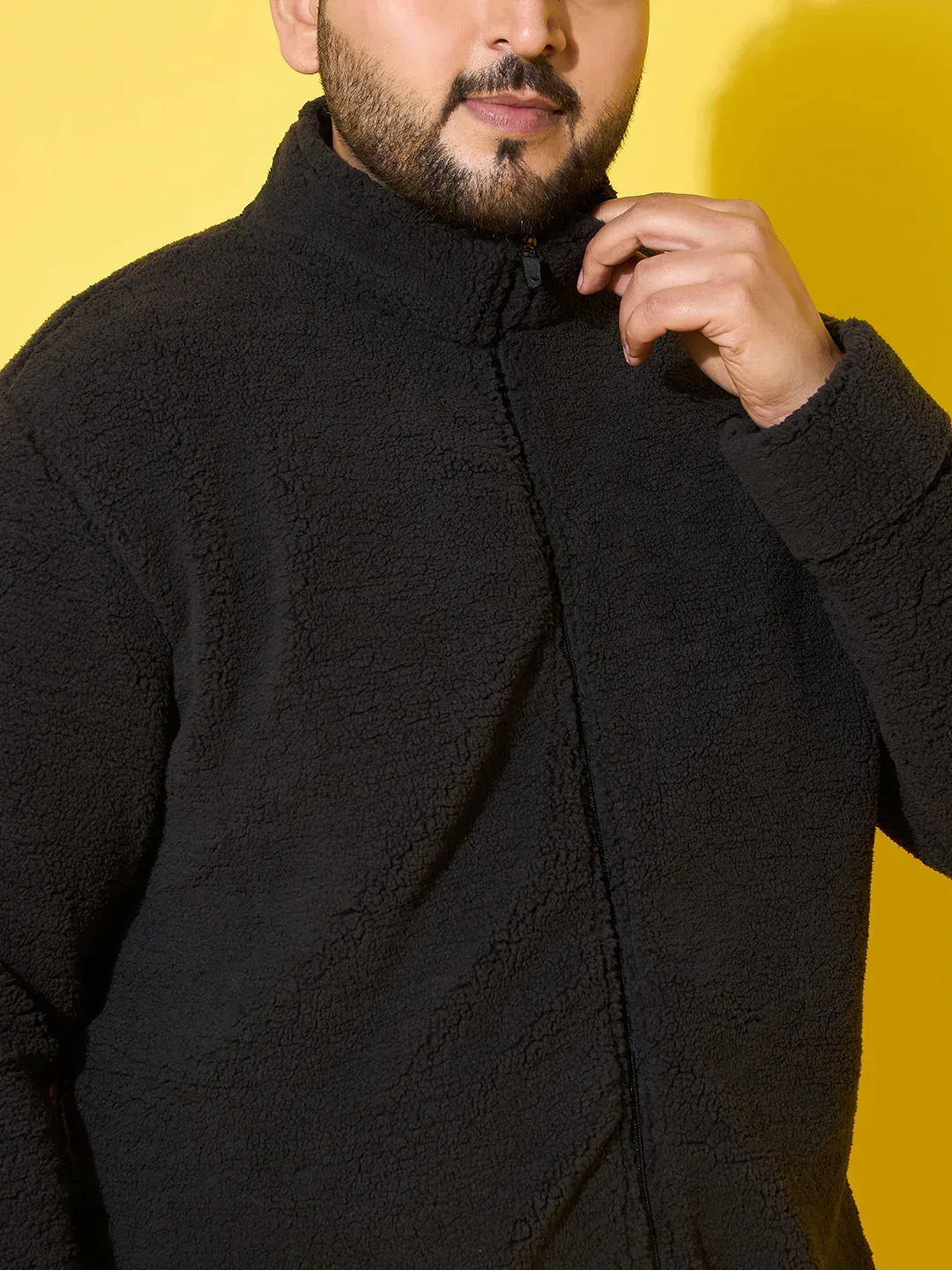 Men Plus Size Snug-Black Solid Jacket - Image 6