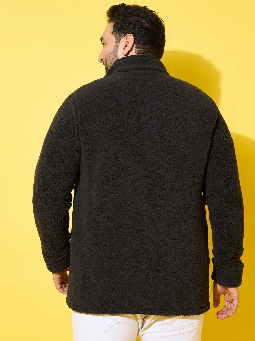 Men Plus Size Snug-Black Solid Jacket - Image 7