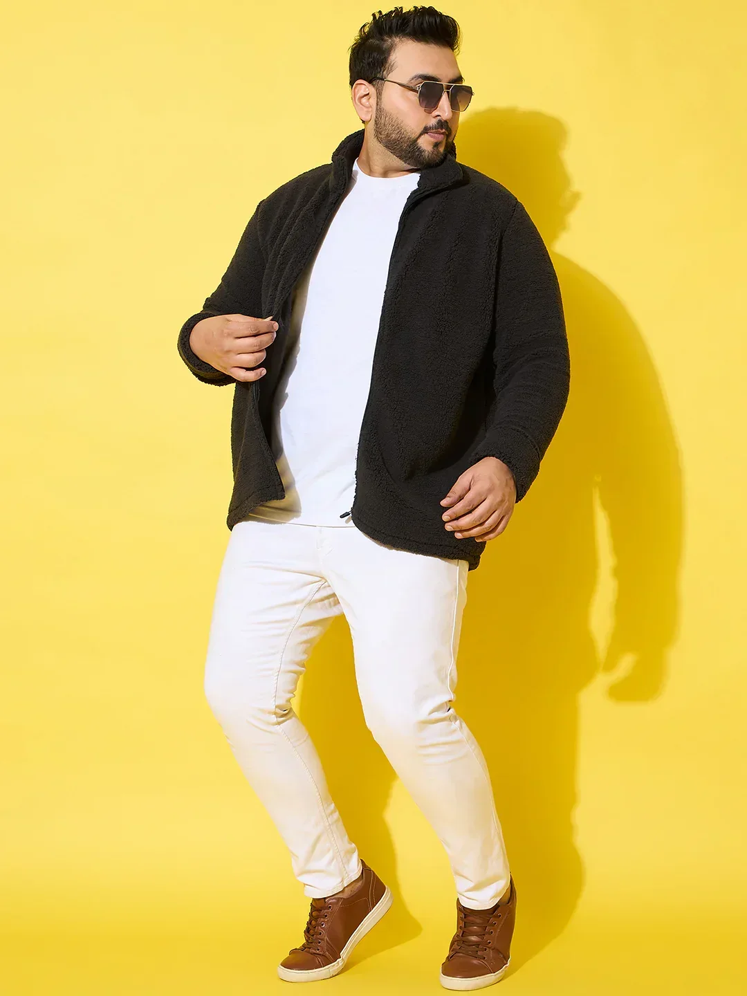 Men Plus Size Snug-Black Solid Jacket - Image 8