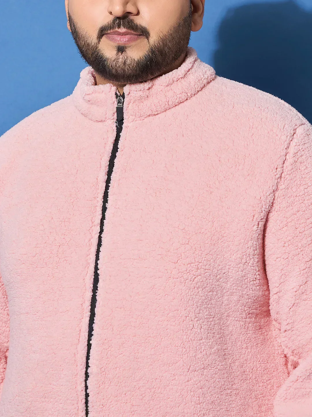 Men Plus Size Snug-Pink Solid Jacket - Image 6