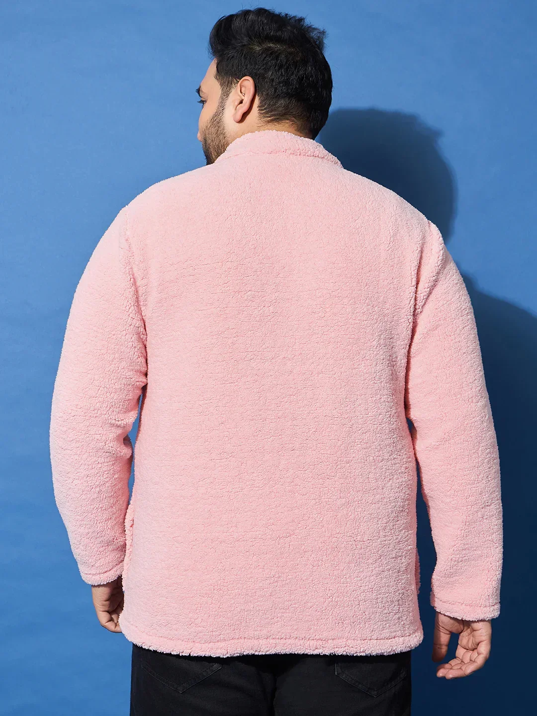 Men Plus Size Snug-Pink Solid Jacket - Image 7