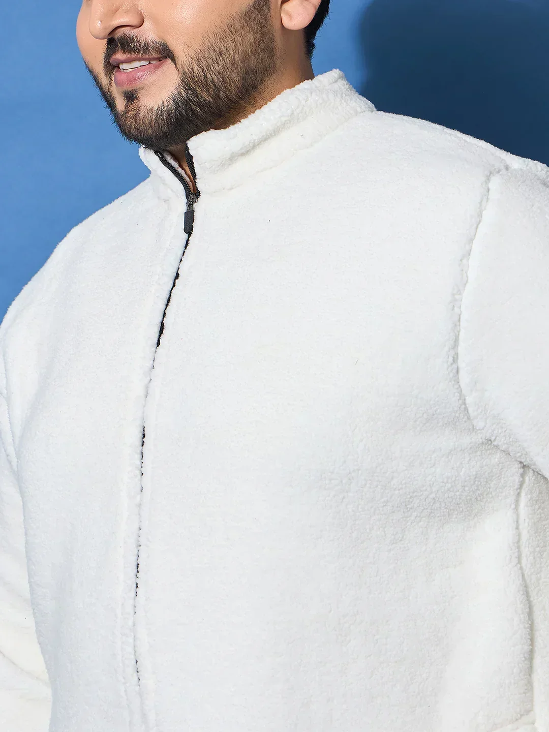 Men Plus Size Snug-Whte Solid Jacket - Image 5