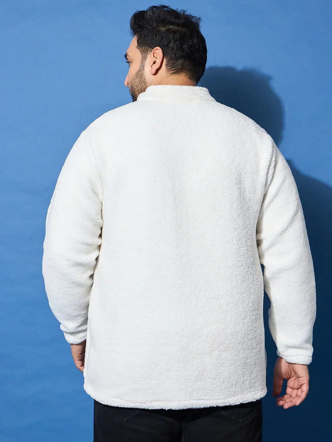 Men Plus Size Snug-Whte Solid Jacket - Image 7