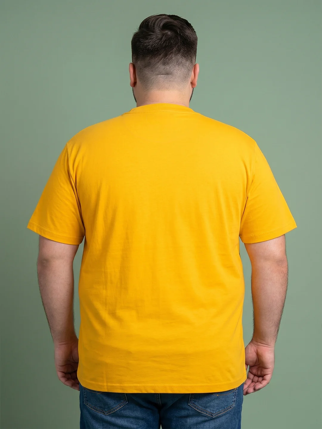 Men Plus Size Solarsketch Yellow Printed Round Neck - Image 3