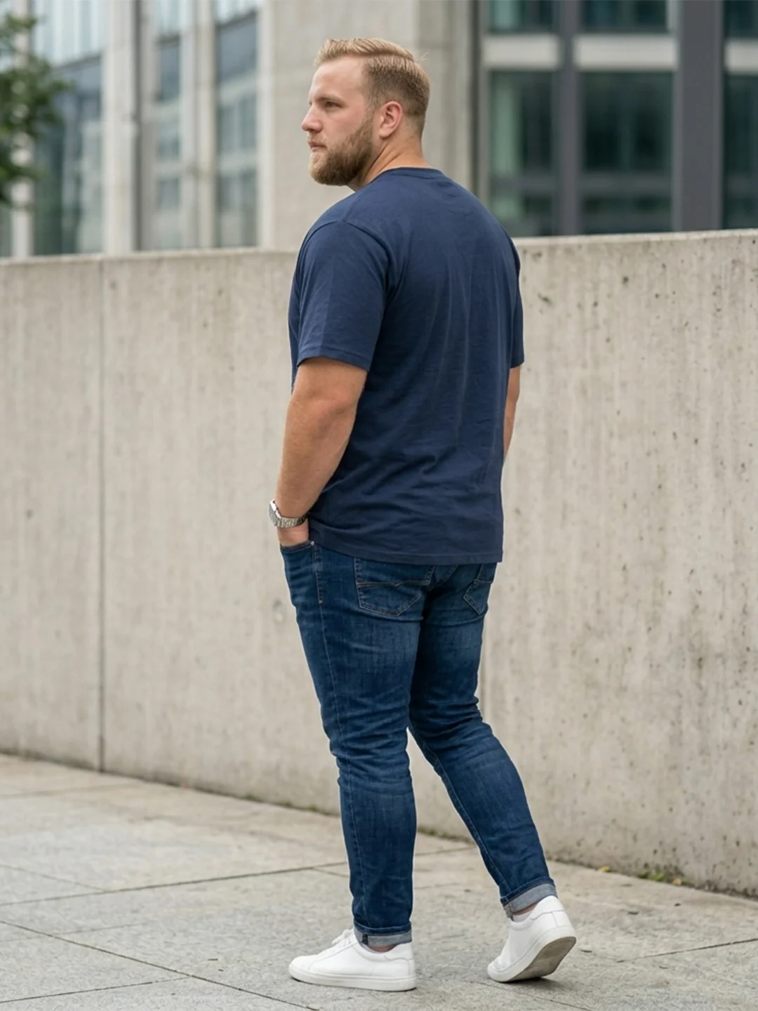 Men Plus Size Soulwave Navy Blue Printed Round Neck - Image 6