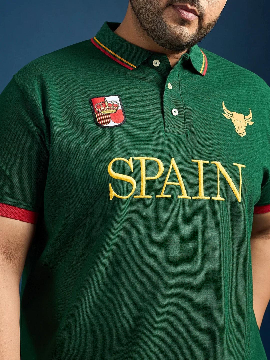Men Plus Size Spain-Bottle Green Printed Polo Tshirt - Image 6