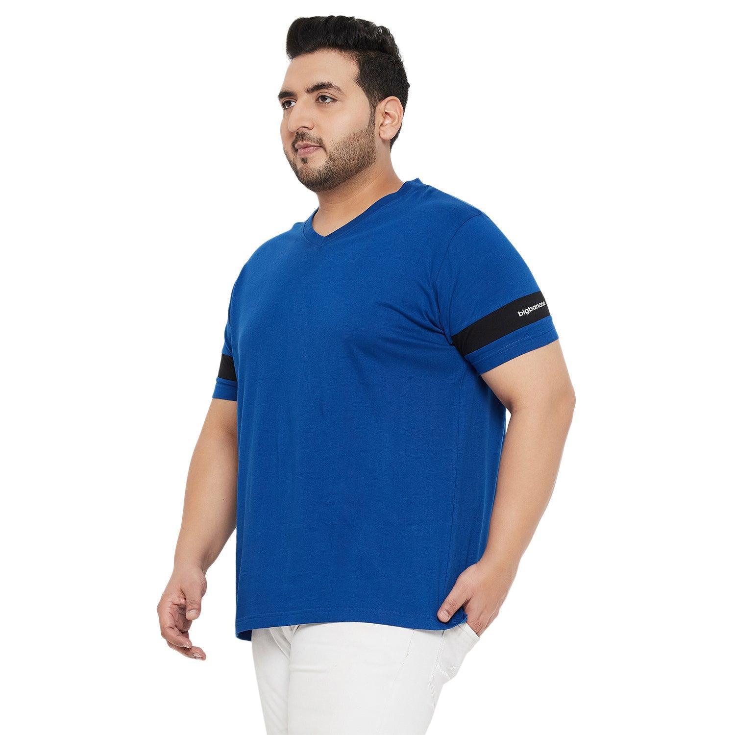 Men Plus Size Spice Solid V-Neck Tshirt - Image 3