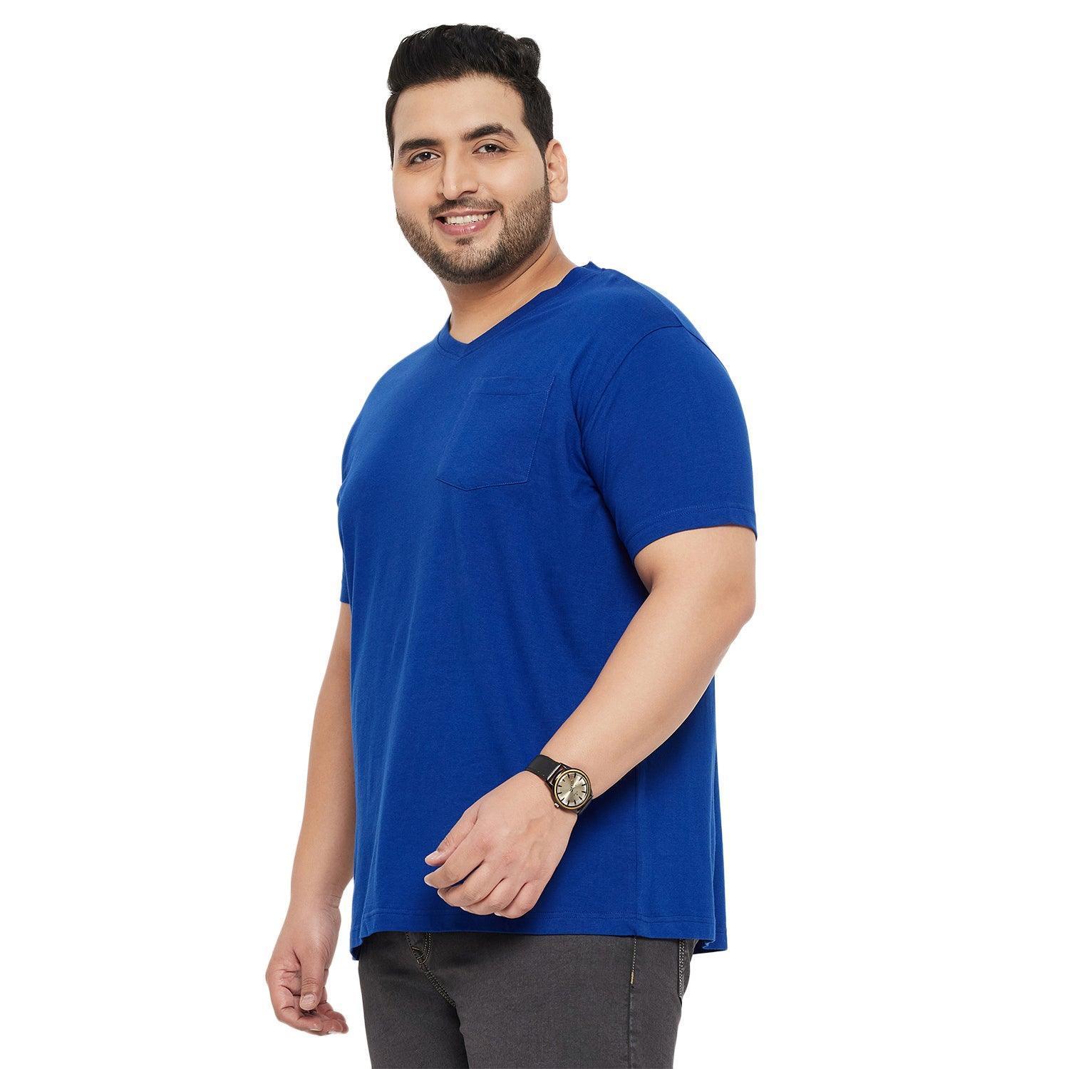Men Plus Size Spoon Solid V-Neck Tshirt - Image 3