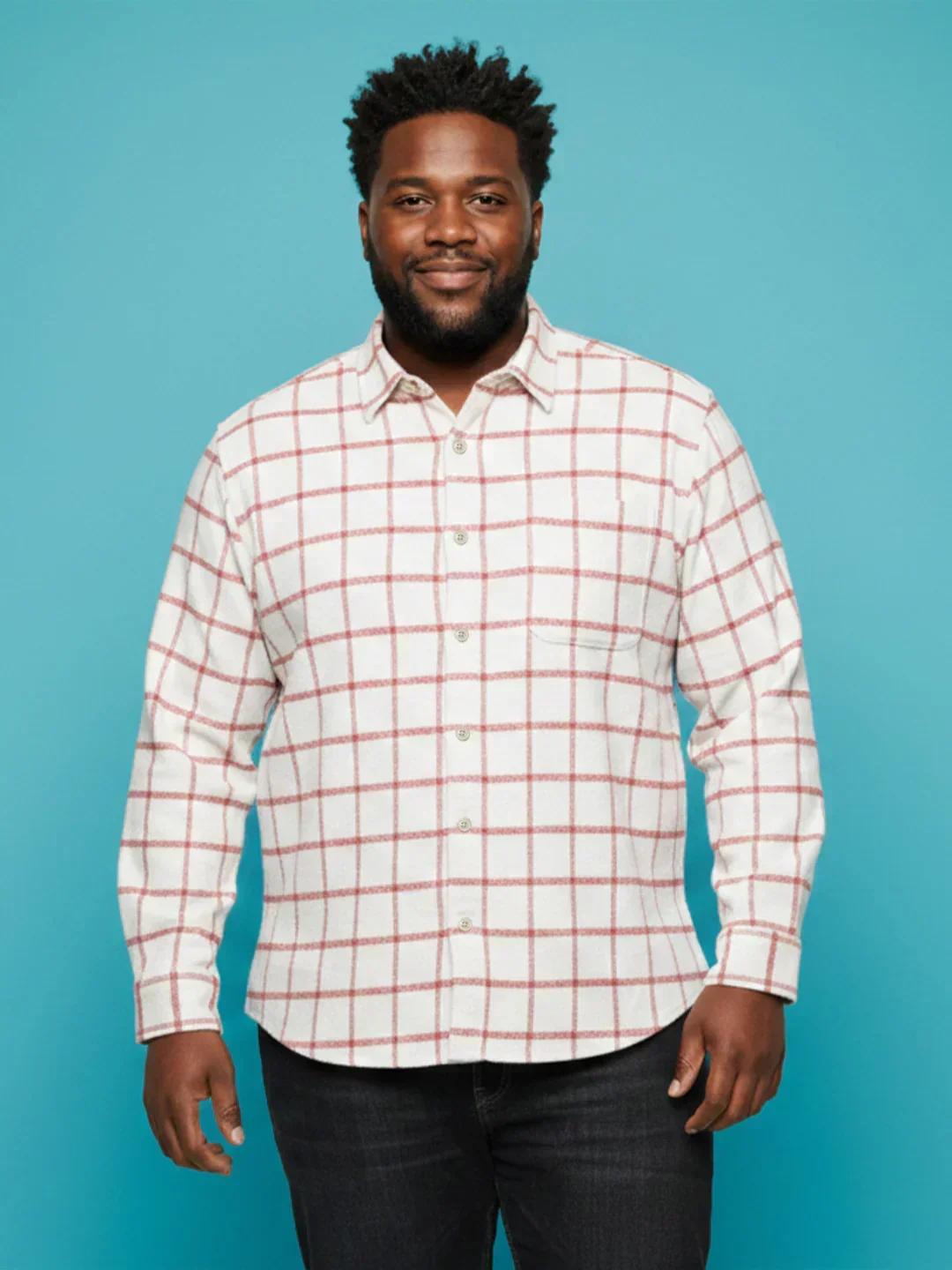 Men Plus Size Static Multicolor Checkered Casual Shirt - Image 2