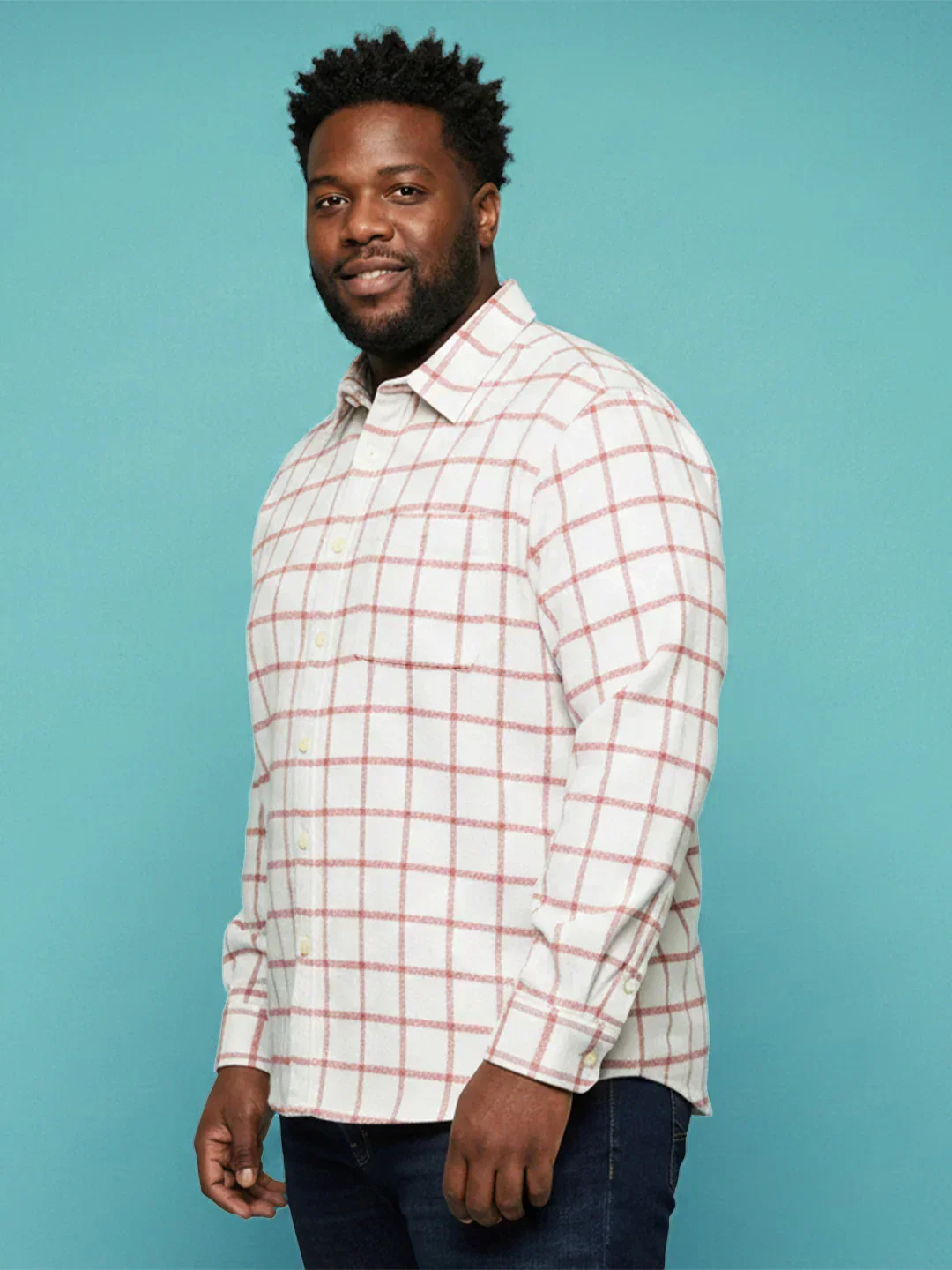 Men Plus Size Static Multicolor Checkered Casual Shirt - Image 4