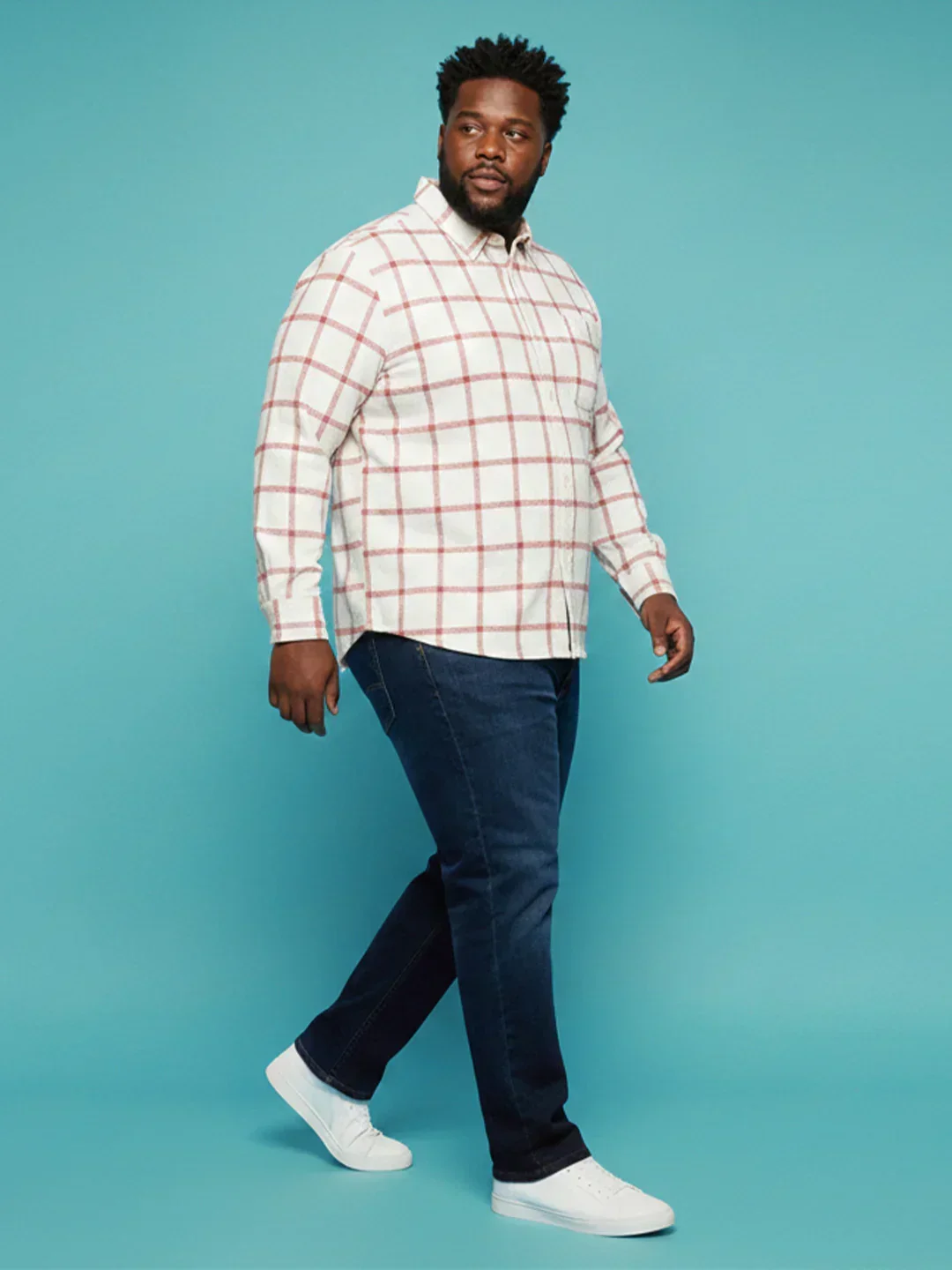 Men Plus Size Static Multicolor Checkered Casual Shirt - Image 7